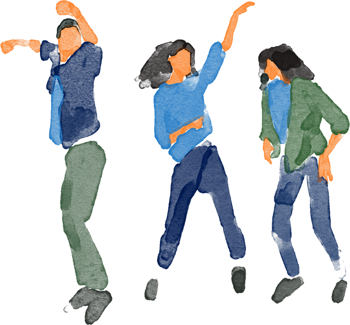 Watercolor people dancing